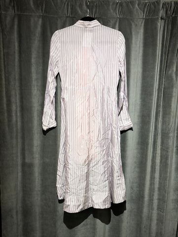 Maje Lavender Silk-Like Striped Button Down shirt dress