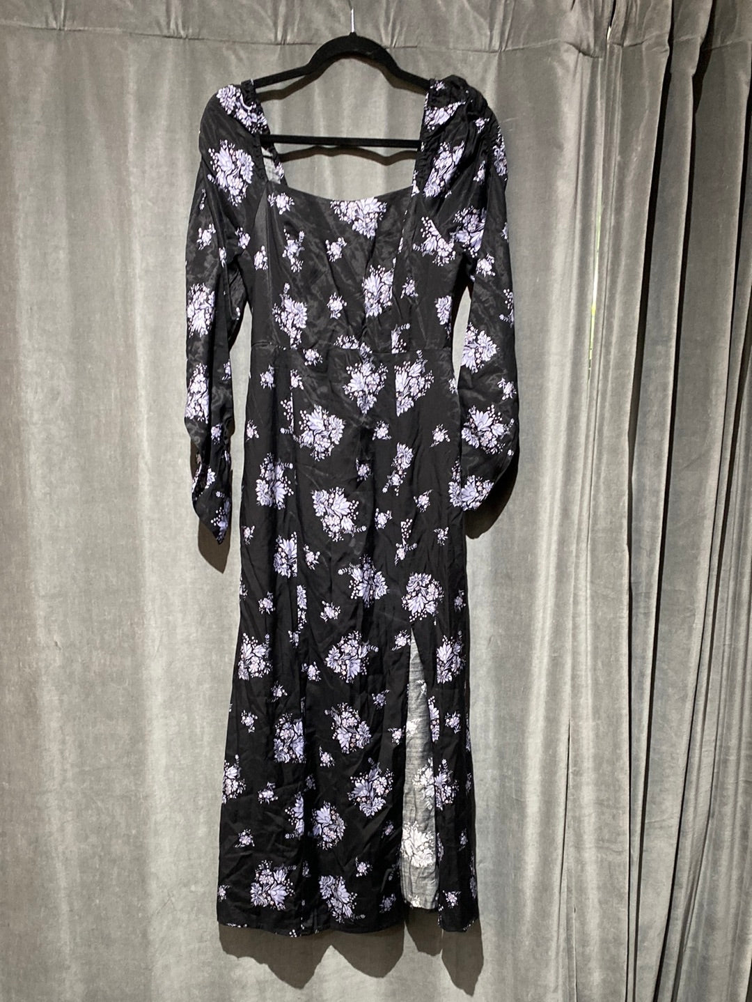 forever 21 black floral maxi dress Maeve Long Sleeve Black and Lavender Floral Maxi Dress – The Hangout