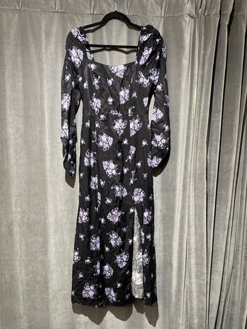 Maeve Long Sleeve Black and Lavender Floral Maxi Dress
