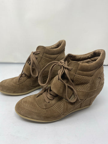 Ash Brown Suede Platform Lace and Velcro Sneaker