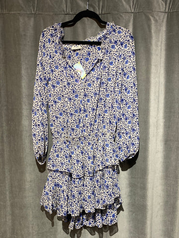 Love Shack Fancy Blue and ivory floral sheer 