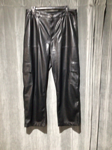 7 For all Mankind Black Faux leather Cargo pant
