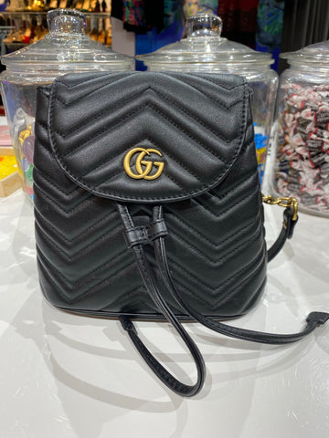 Gucci GG Marmont Black Leather Backpack