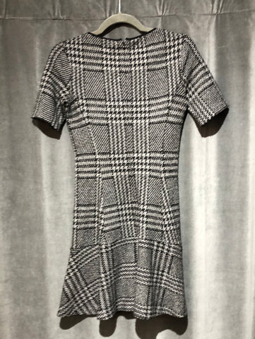 Theory Grey houndstooth patterned mermaid dress