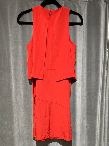 Tibi Red 'Silk Like' Sleeveless Layered Dress