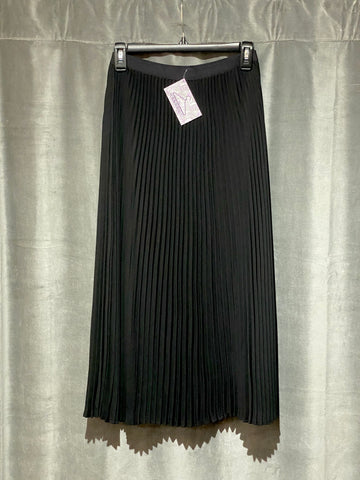 Babaton Black Pleated Ankle Length Skirt Elastic Waistband