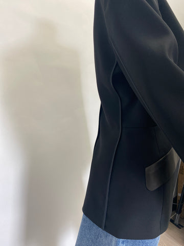 Fendi Black Blazer with Leather Pocket Detail