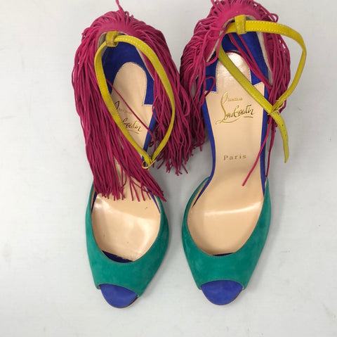 Christian louboutin hot sale fringe heels