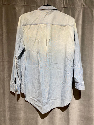H & M Embellished Light-wash Denim Button Down Shirt