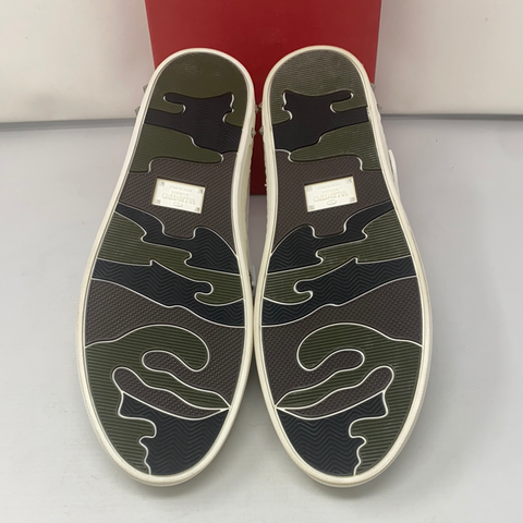 Valentino White Leather Buckle Strap Rockstud Sneaker