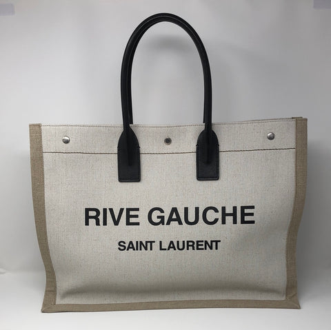 Saint Lauren Rive Gauche Linen & Leather Tote