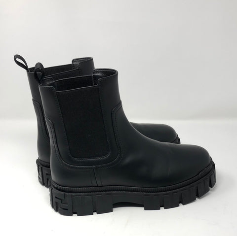 Fendi Black Slip On Lug Boot with Elastic Sides