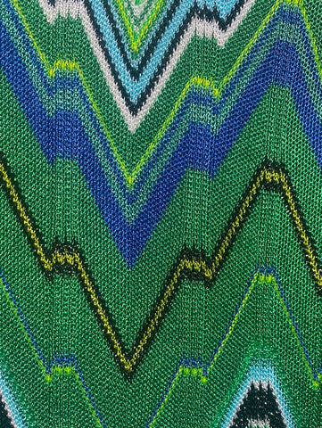 Marc Cain Greens Zig Zag V Neck Knit Long Sleeve Mini Dress