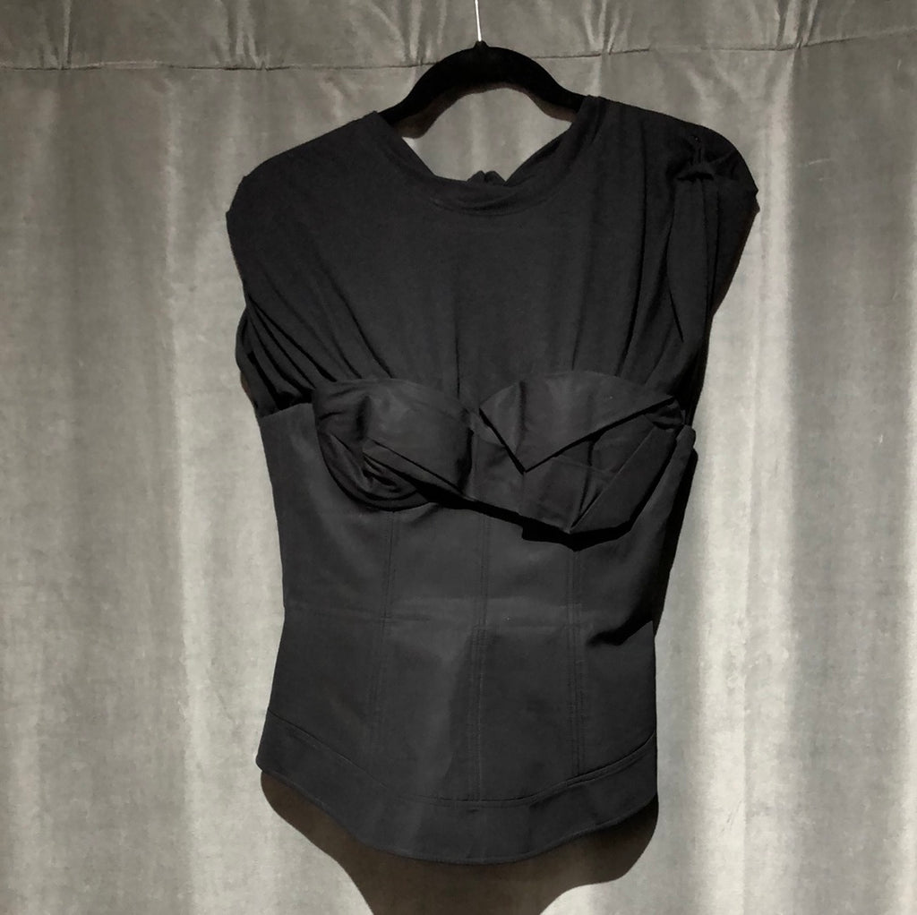 Alexander Wang Black Cotton Corset short sleeve top