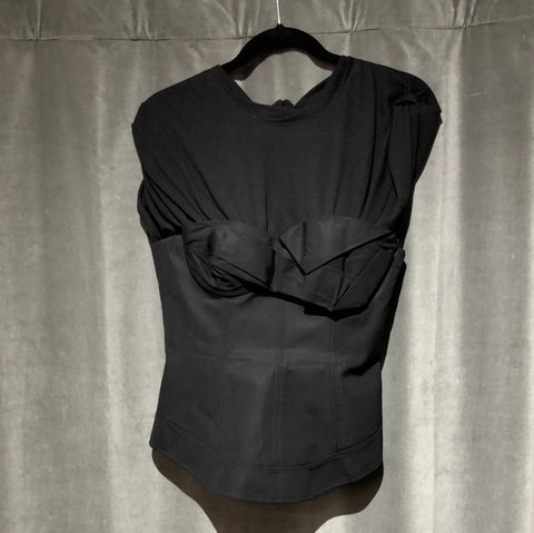 Alexander Wang Black Cotton Corset short sleeve top