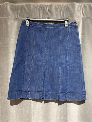 Michael Kors Collection Dark Blue Denim Skirt with Flaps