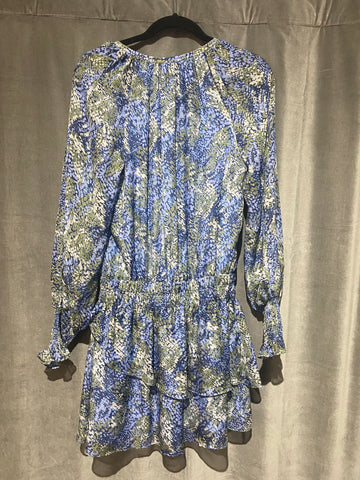 Ramy Brook Blue Print Long Sleeve Mini Dress