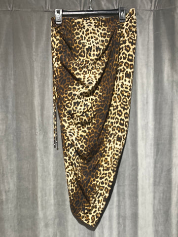 Veronica Beard Leapord Silk Cynched Side Midi Skirt