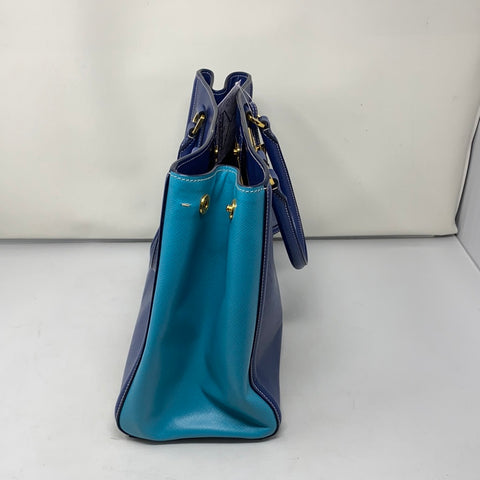 Prada Two Tone Blue Saffiano Lux Leather Medium Galleria Tote Bag
