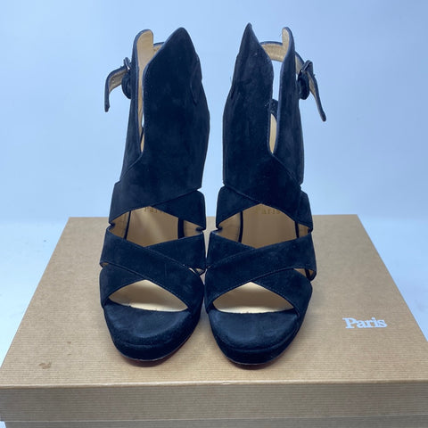 Christian Louboutin Black Suede Platform Sandal Apron Lili 120