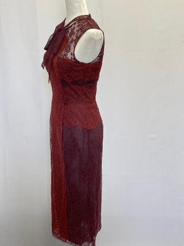 Valentino Womens Lace Silk-Blend Midi Dress