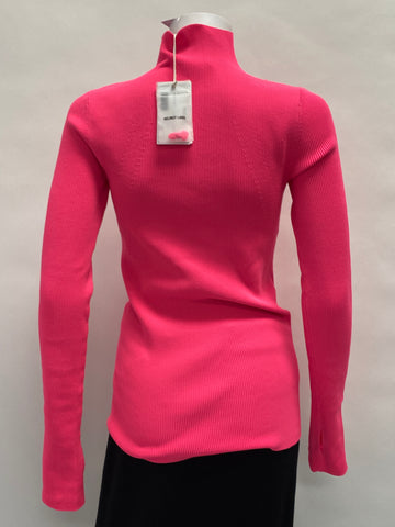 Helmut Lang Neon Pink Turtleneck Sweater