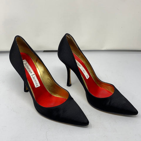 Christin Lacroix Black Satin Pointed Heel