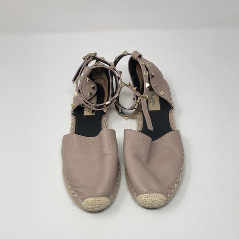 Valentino Clay Leather Rockstud Espadrilles