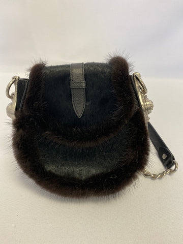 Alexander McQueen Single Flap Pony Hair Fur Trimmed Bag