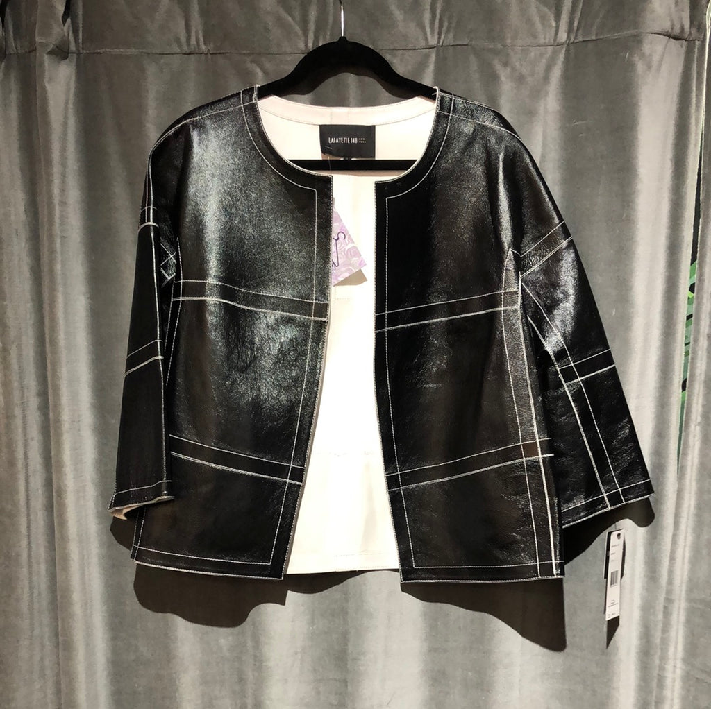 Lafayette 148 black and White leather reversable jacket