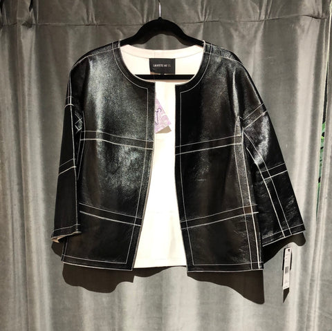 Lafayette 148 black and White leather reversable jacket