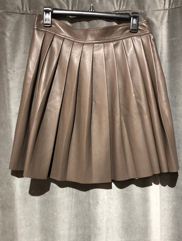 Stand Studio Cocoa faux leather pleaded knee length skirt