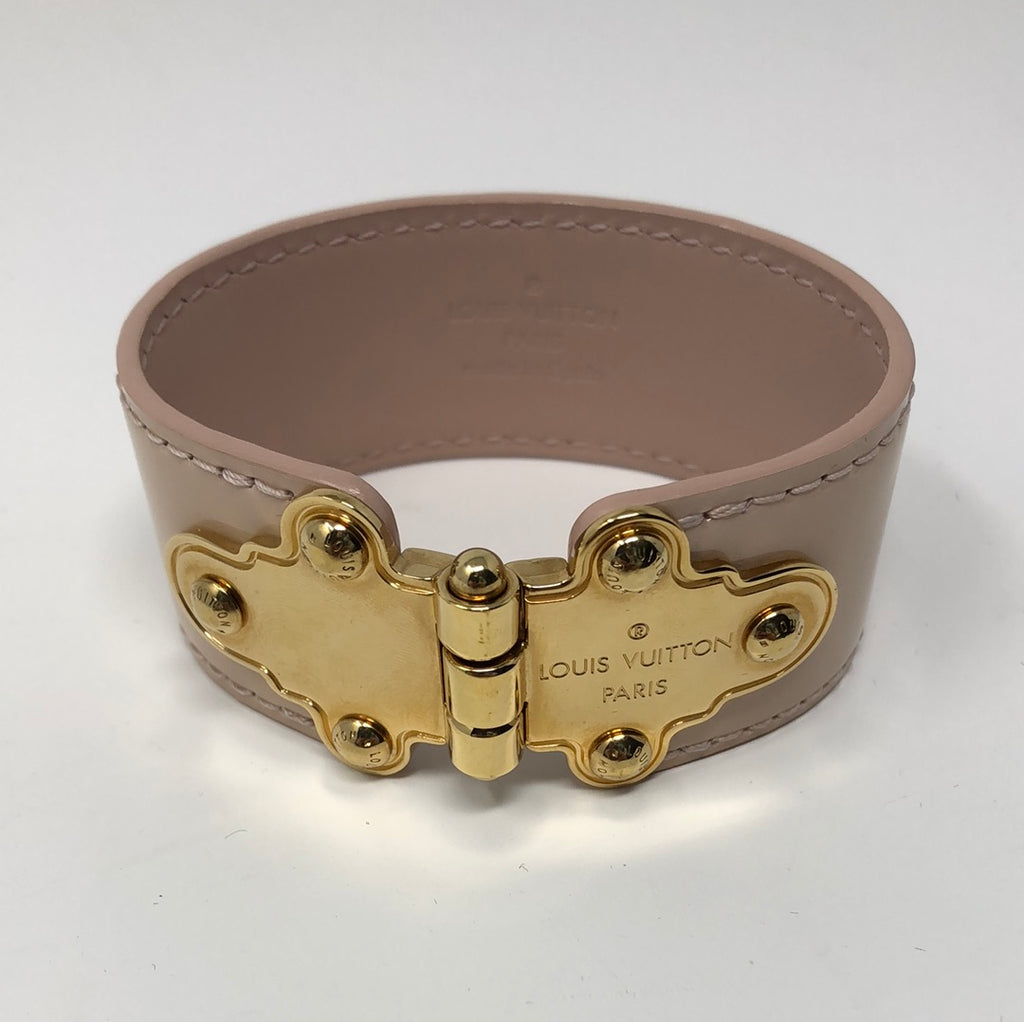 Louis Vuitton Patent Leather Beige Cuff with Gold hardware