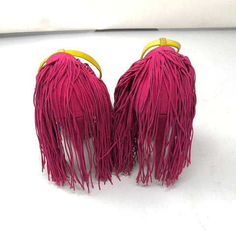 Christian Louboutin Suede Tri Color 'Otrot' Fringe Sandals