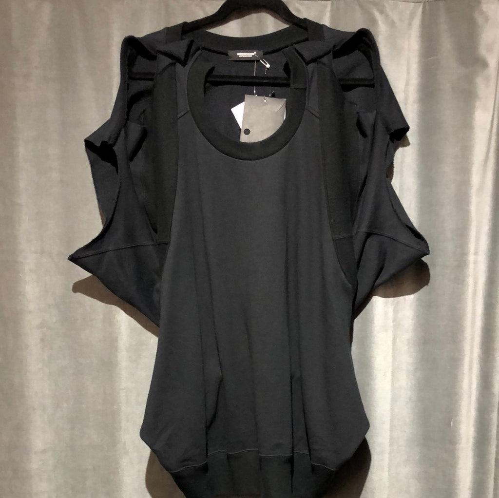 Undercover Jun Taka Hashi Black Cold Shoulder Cutout Sweatshirt Dress