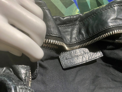 Vintage: Balenciaga Black Lamb Leather Bag with Silver Hardware