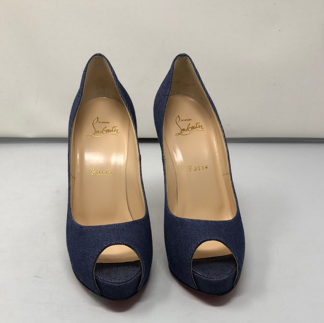 Christian Louboutin Dark Denim Peep Toe Platform Heel – The Christian Louboutin Dark Denim Peep Toe Platform Heel – The