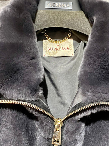 Suprema Venezia Collared Fur Fill Zip Cape with Belt