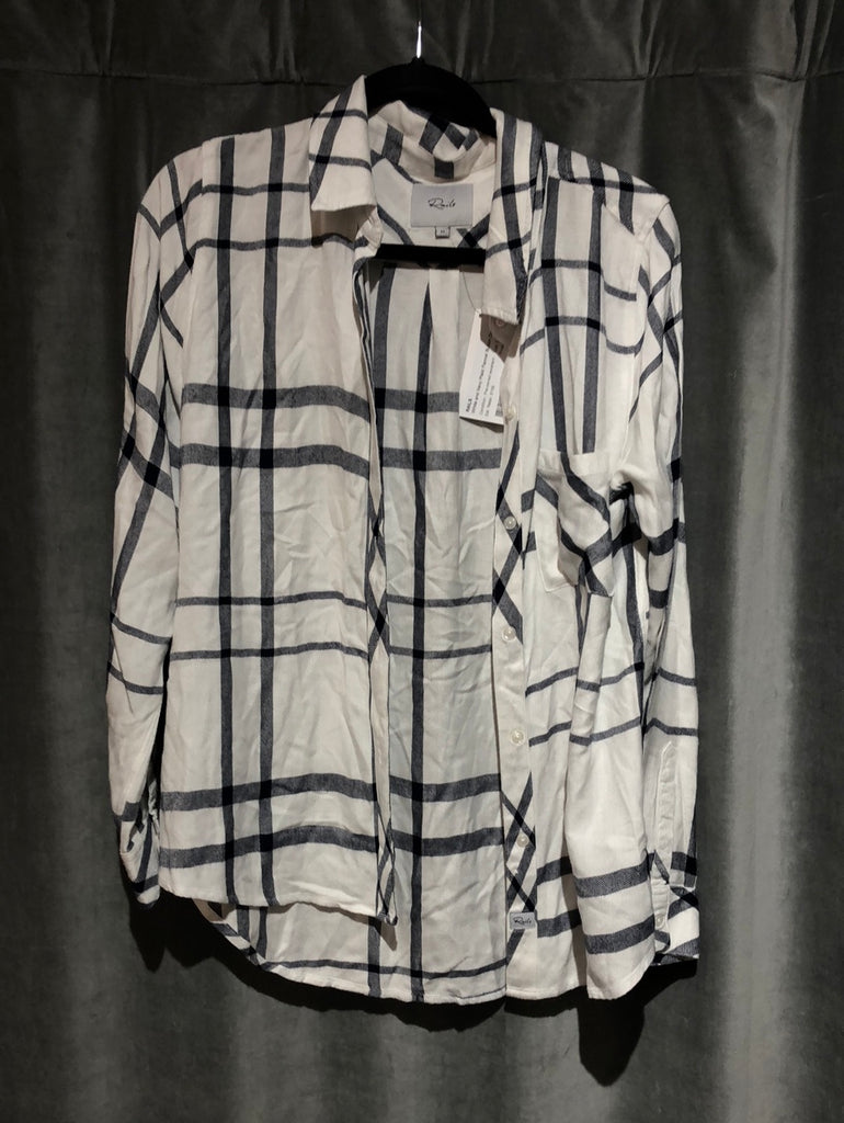 Rails White and Navy Plaid Flannel Button Down