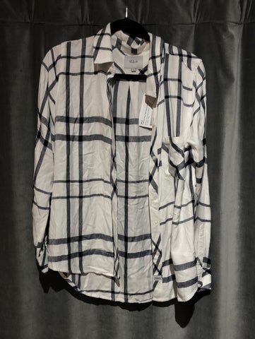 Rails White and Navy Plaid Flannel Button Down