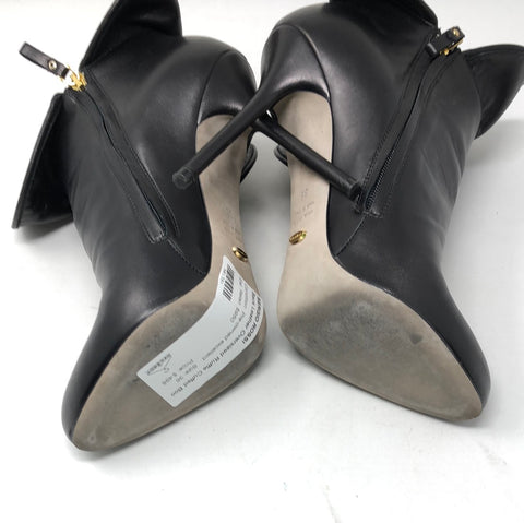 Sergio Rossi Back Leather Oversized Ruffle Cuffed Booties