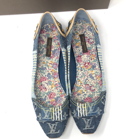 靴 Louis Vuitton Denim Ballet Shoes Louis Vuitton Women Size US 8.5 IT 38.5 Blue Denim Ballet