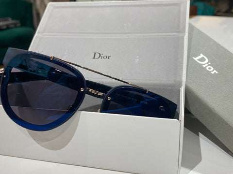 Christian Dior Homme Black Tie Sunglasses in Blue with Blue Lens