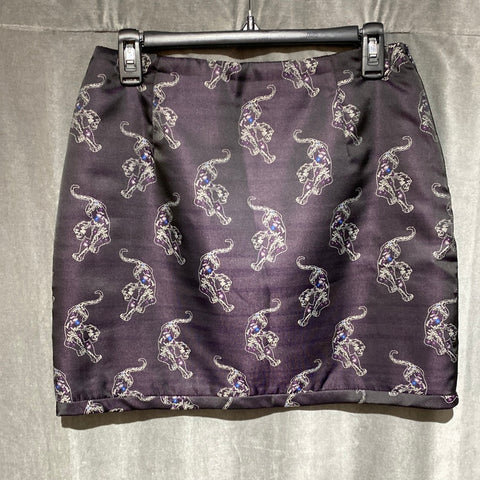 Sandro Tiger Quilted Mini Skirt Dark Purple