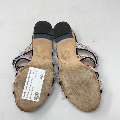 CHANEL Tweed Grosgrain Mule Sandal