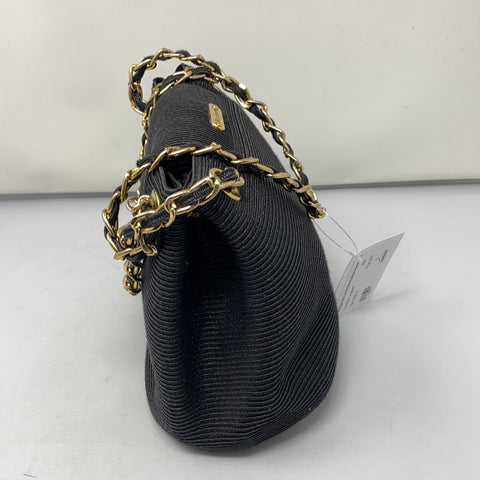 Vintage: Eric Javits Black Straw Handbag with Gold Hardware