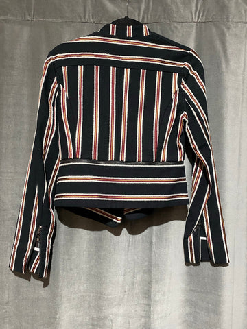 Intermix Cropped Striped Blazer with Zip Bottom Detail