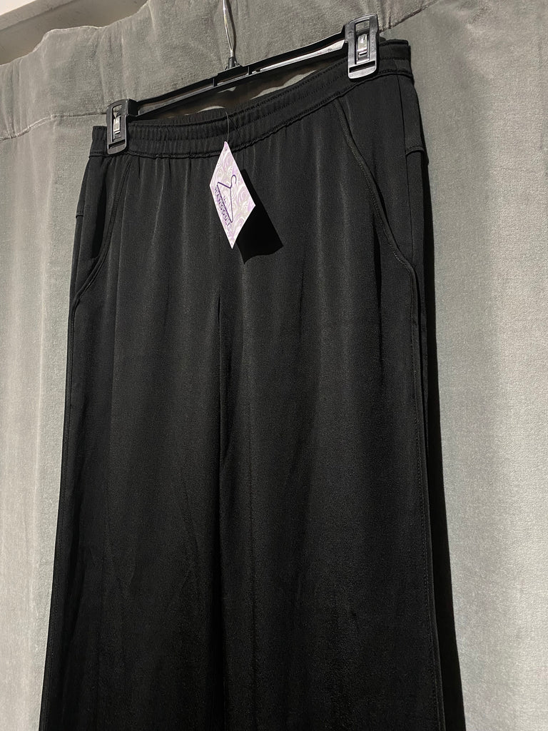 Theory Black Elastic Waist Wide Leg Pants