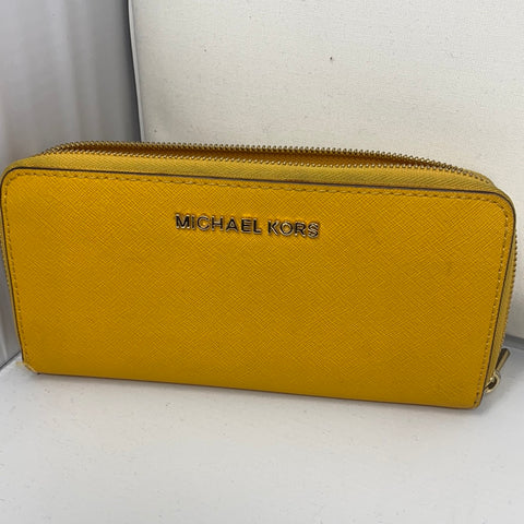 Michael Kors Yellow Leather Zip Around Wallet