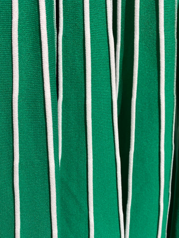 ALEXIS 'VANI' Ribbed Green and White Maxi Knit Stretch Wide Skirt